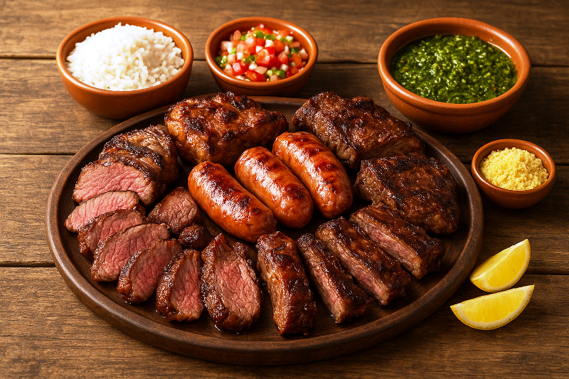 Churrasco gaúcho – tradição culinária do Sul do Brasil. pratos típicos do Brasil – churrasco Sul.