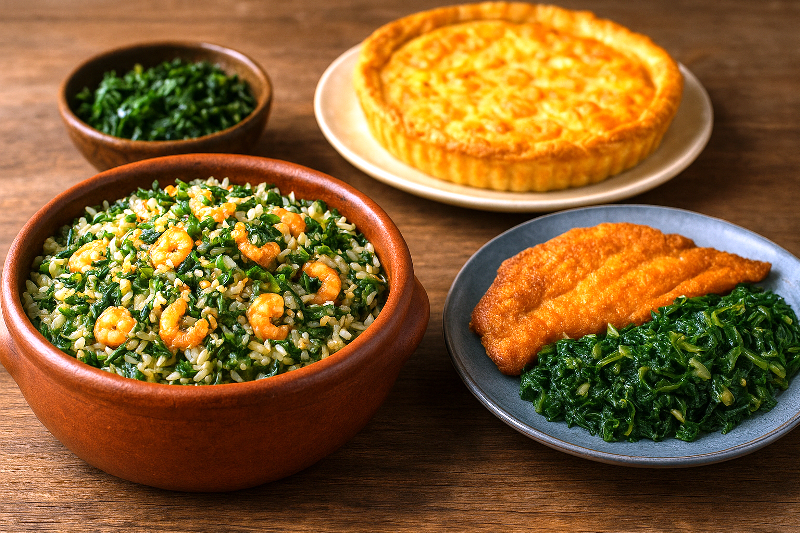 Delícias maranhenses – arroz de cuxá, peixe frito com vinagreira e torta de camarão.