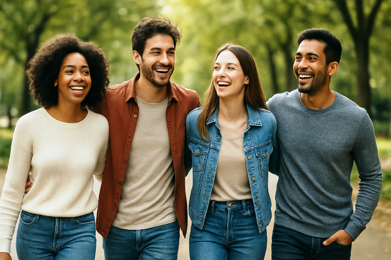 Amizade e bem-estar coletivo. Saúde mental em foco com apoio social e bem-estar coletivo.
