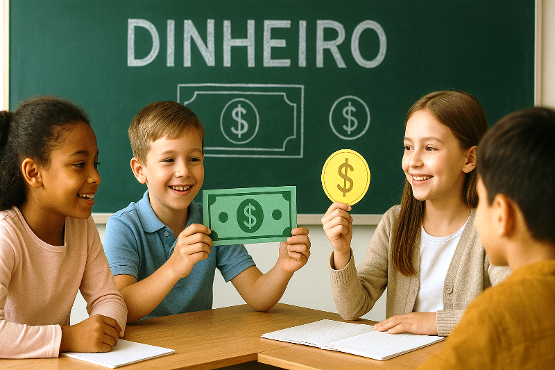Educação financeira infantil em sala de aula. Educação financeira nas escolas para formar cidadãos conscientes.