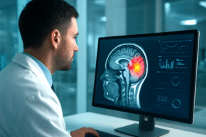 Inteligência Artificial na Medicina ajudando em diagnósticos médicos precisos.