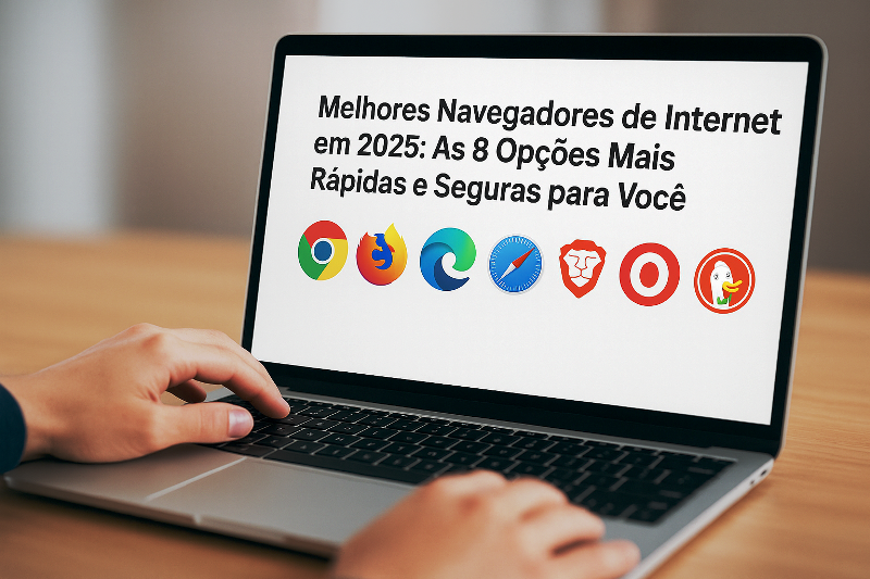 Melhores navegadores de internet em 2025 exibidos em laptop moderno