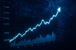 title="Inteligência Artificial na análise de ativos financeiros. Inteligência Artificial na análise de ativos – gráfico financeiro em alta.